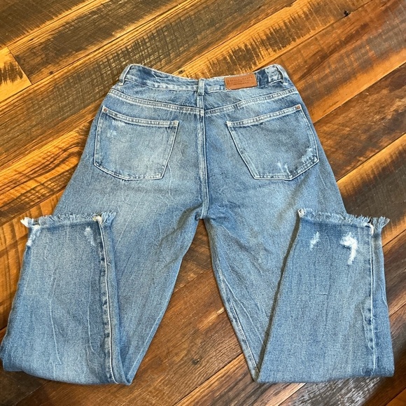 Vintage 90s Esprit Denim Straight Leg Jeans Distressed Med Wash size 27 - Picture 4 of 11